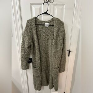 Pink rose teddy long cardigan